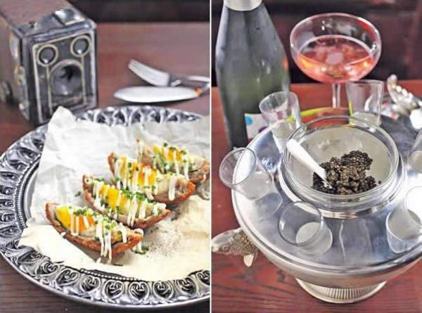 蘇格蘭炸蛋($80):以肉腸碎包着蛋,蘸上麵包糠炸,傳統的英式香口小吃。/ 魚子醬($1,270/30克):來自俄羅斯的魚子醬,可配蛋碎、乾葱碎、煎餅等配料,但最重要還是配杯粉紅香檳或伏特加酒,慢慢歎 香港